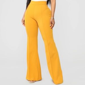 Fashion Nova Victoria High Waisted Flare Pants - Mustard